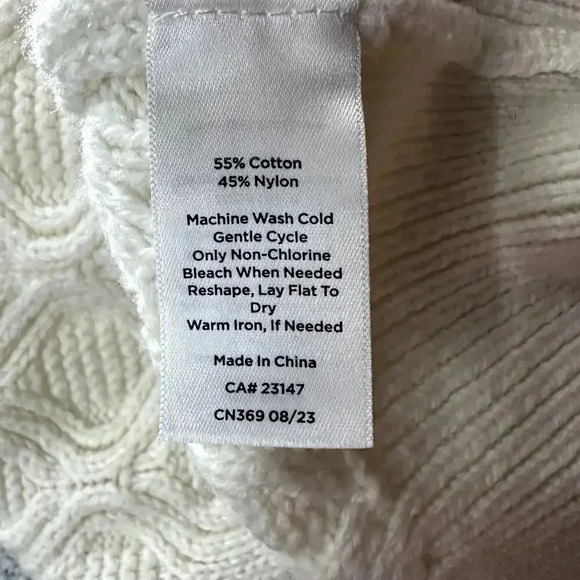Talbots Large Cable Knit Sweater Pullover Stand Collar Cream Cozy Warm - Picture 9 of 9